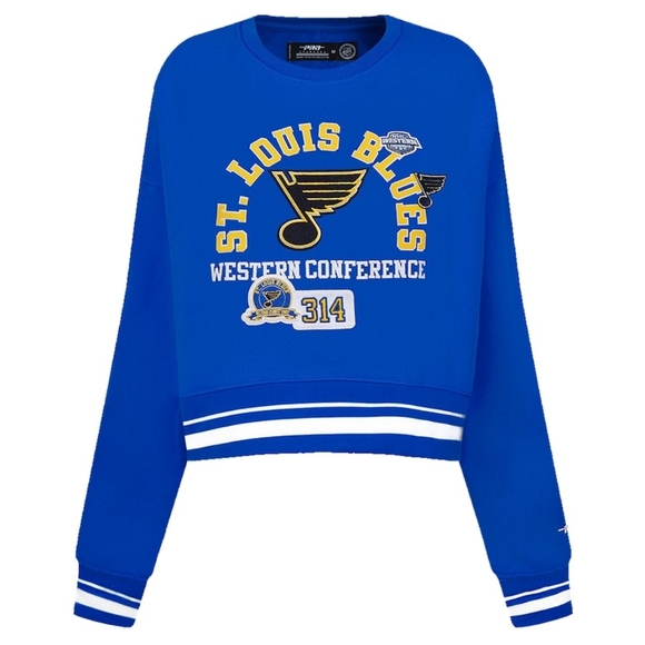 Pro Standard St. Louis Blues royal blue cropped pullover Sweatshirt top M nwt - Picture 3 of 8
